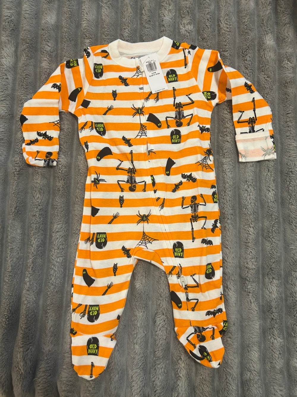 Old Navy Orange and White Striped Halloween Footie One-Piece